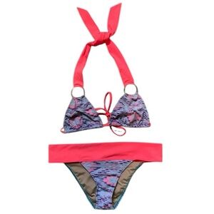 Vibrant Aztec Print Halter Bikini